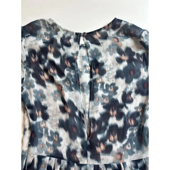 Kimchi Blue Dress Womens 0 Floral Watercolor Blue Open Back Sheer - Picture 14 of 15